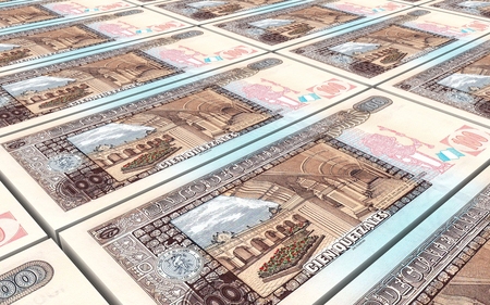 Guatemalan quetzal bills stacked background. Computer generated 3D photo rendering.の写真素材