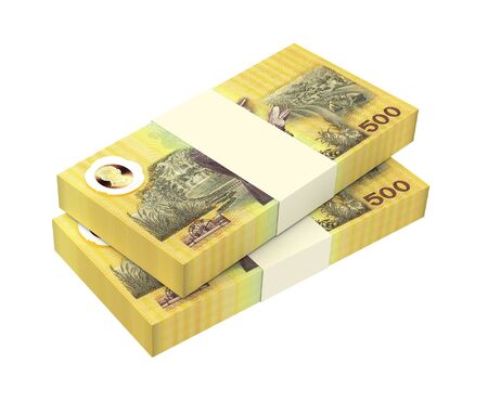 Thai baht bills isolated on white background. Computer generated 3D photo rendering