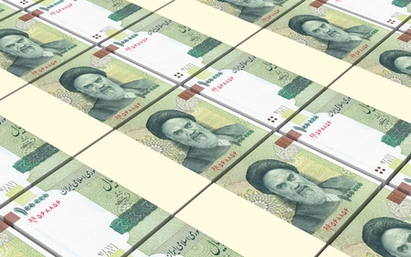 Iranian rials bills stacked background. Computer generated 3D photo rendering.の写真素材