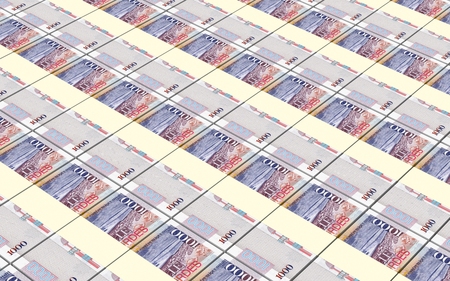 Haitian gourde bills stacked background. Computer generated 3D photo rendering.