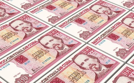 Cuban pesos bills stacks background. Computer generated 3D photo rendering.