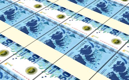 Argentina pesos bills stacks background. Computer generated 3D photo rendering.