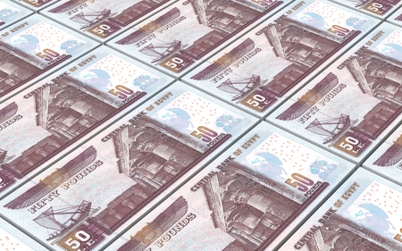 Egyptian pounds bills stacks background. Computer generated 3D photo rendering.の写真素材