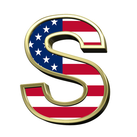 One letter from american flag alphabet set isolated over white. Computer generated 3D photo rendering.の写真素材
