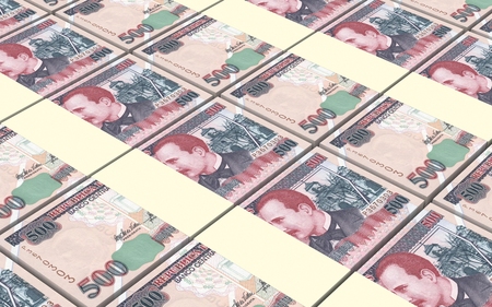 Honduras Lempira bills stacks background. Computer generated 3D photo rendering