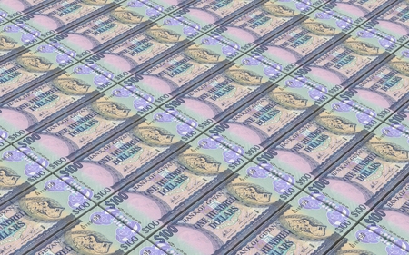 Guyanese dollars bills stacks background. 3D illustration.