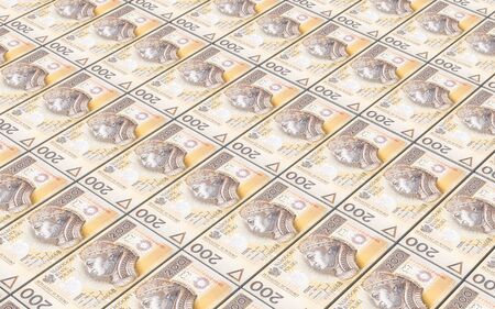 Polish currency bills stacks background. 3D illustration.