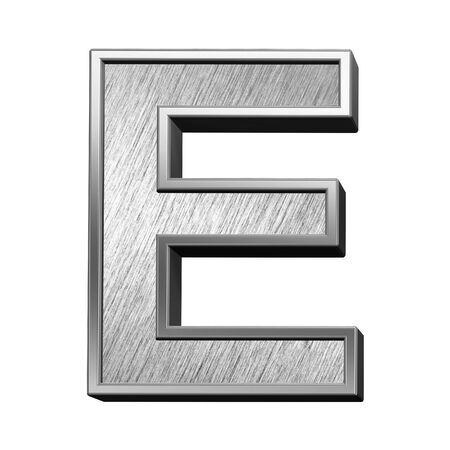 One letter from brushed stainless steel alphabet set, isolated on white. 3D illustration.の写真素材