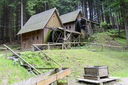 Gold mine water mills in Zlate Mesto, Czech Republic. Water mills were used for grinding ore and leaching for gold.のeditorial素材