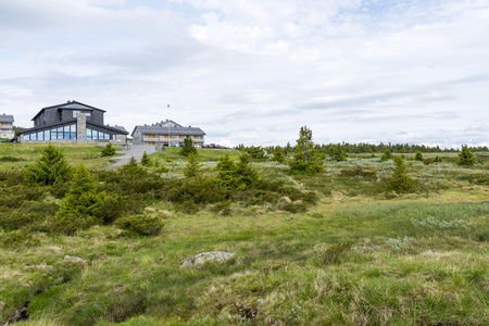 Pellestova Hotel on the Pellestova mountain plateau near Hafjell on June 29, 2016 in Oyer, Norway. Pellestova Hotel is a winter cross-country ski center in Haifell.のeditorial素材