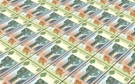 Surinamese dollars bills stacks background. 3D illustration.