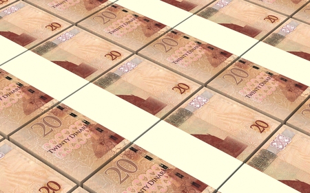 Libyan dinar bills stacked background. 3D illustration.