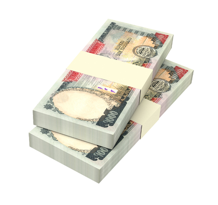 Nepalese rupee bills isolated on white background. 3D illustration.