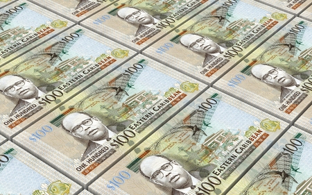 East Caribbean dollar bills stacked background. 3D illustration.の写真素材