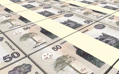 Surinamese dollars bills stacks background. 3D illustration.