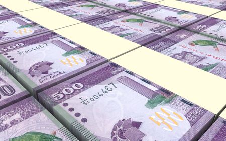 Sri Lankan bills stacks background. 3D illustration.