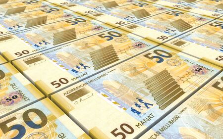 Azerbaijan manat bills stacked background. 3D illustration.