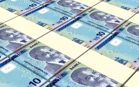 Namibian dollars bills stacks background. 3D illustration.