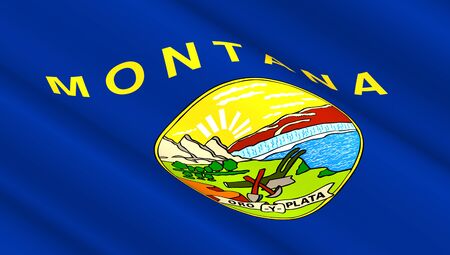 Waving flag of Montana state. 3D illustration.の写真素材