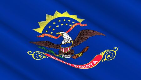 Waving flag of North Dakota state. 3D illustration.の写真素材