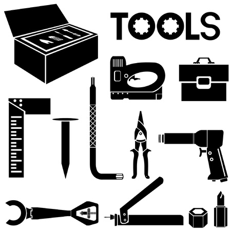 tools, mechanical equipment icon set, engineering toolsのイラスト素材