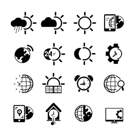 weather icons, clock iconsのイラスト素材