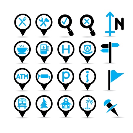 map set, map icons, location iconsのイラスト素材