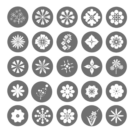 flower button set, round flower iconsのイラスト素材