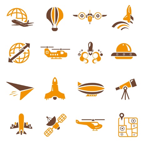 airplane icons, orange themeのイラスト素材