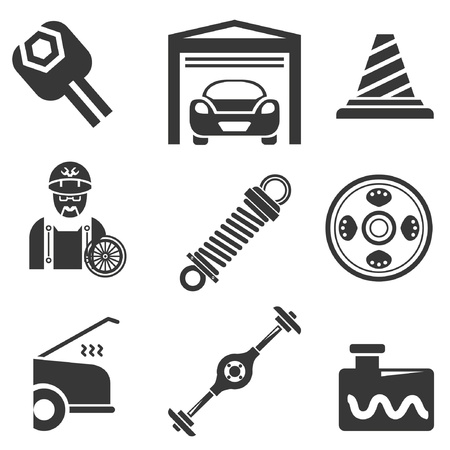 automotive icons, car parts and garage iconsのイラスト素材