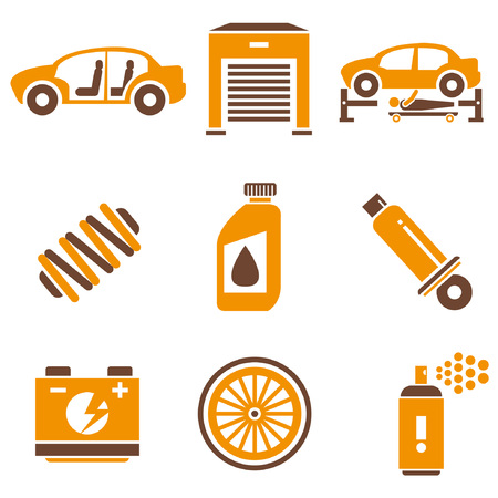 auto icons set, orange themeのイラスト素材