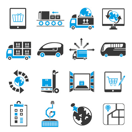shipping icon set, blue themeのイラスト素材