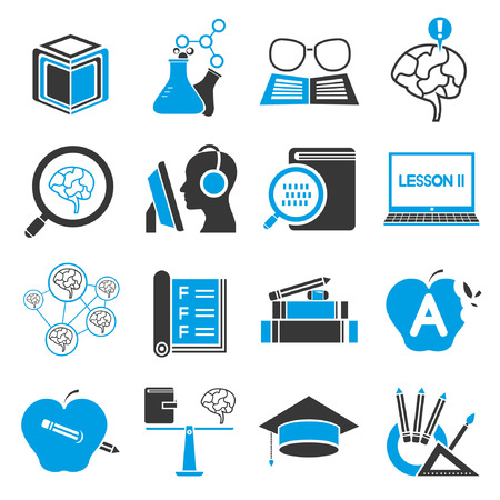 education icon set, blue themeのイラスト素材