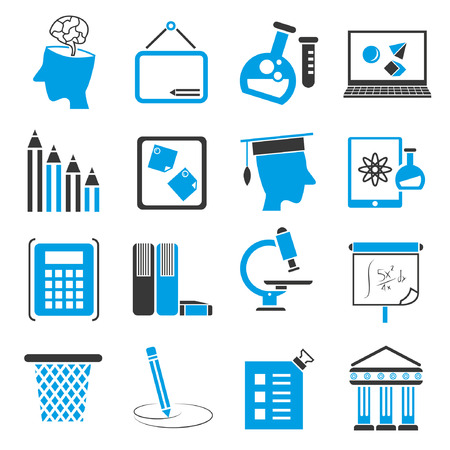education icon set, blue themeのイラスト素材