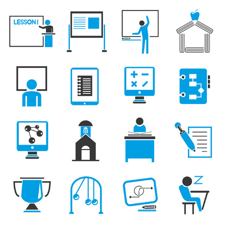 education icon set, blue themeのイラスト素材