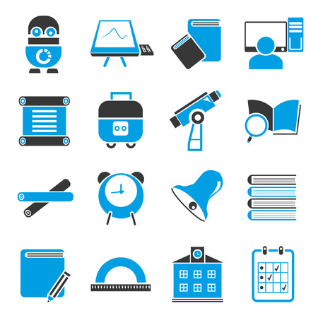 education icon set, blue themeのイラスト素材