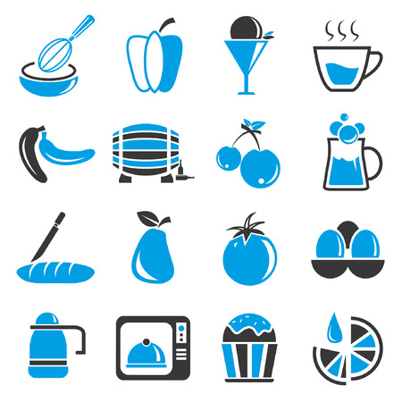 food icon set, blue themeのイラスト素材