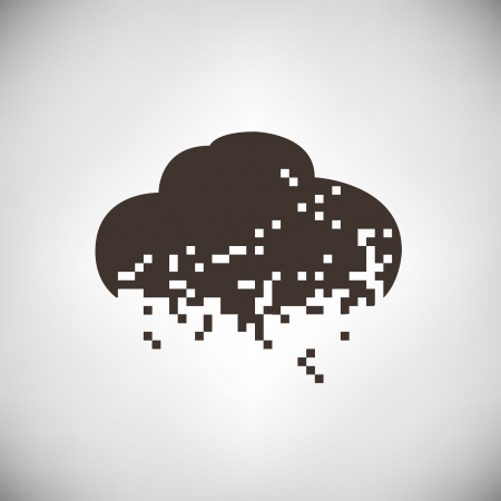 pixel cloud, cloud computtingのイラスト素材