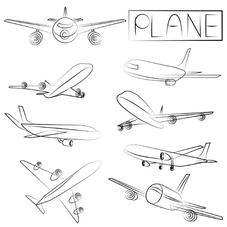 sketched planeのイラスト素材