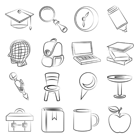 sketched education iconsのイラスト素材