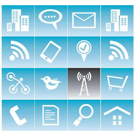 web icons set, communication icons, blue themeのイラスト素材