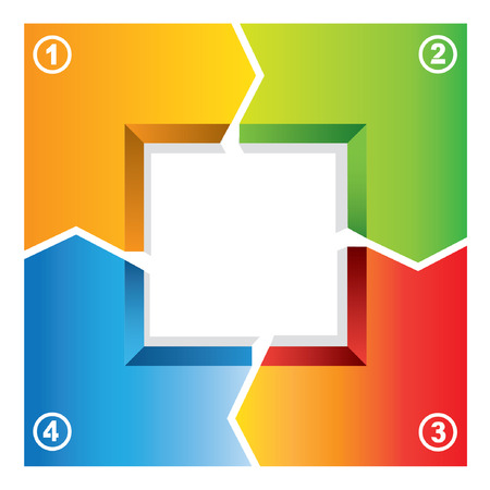 business flow presentation, 4 process of square loop diagramのイラスト素材
