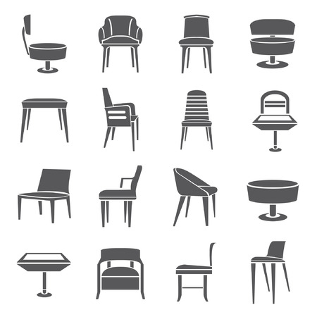 chair set, furniture icon setのイラスト素材