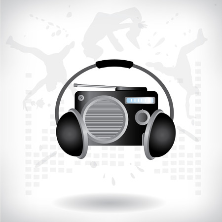 radio and headphone, music concept backgroundのイラスト素材