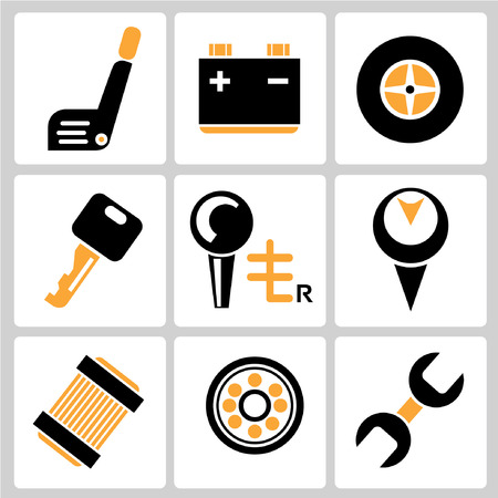 garage icons, auto service icons, car partsのイラスト素材