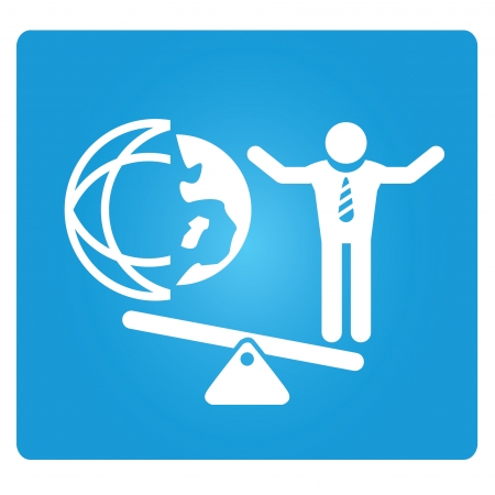 business man and global world on balance symbolのイラスト素材