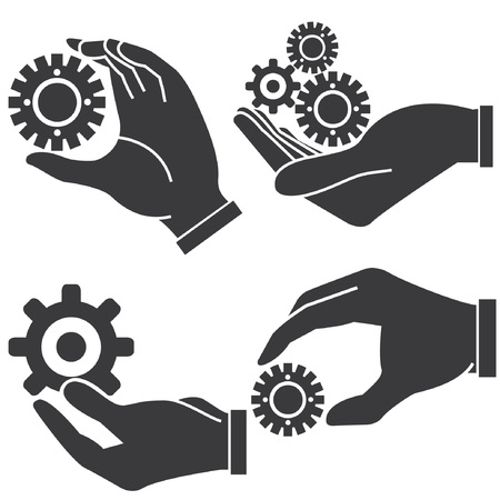 hand holding gears, management conceptのイラスト素材