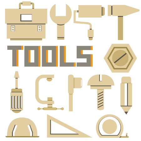 tools icons set, cardboard themeのイラスト素材