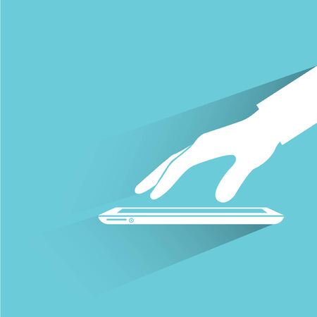 hand touching on smart deviceのイラスト素材
