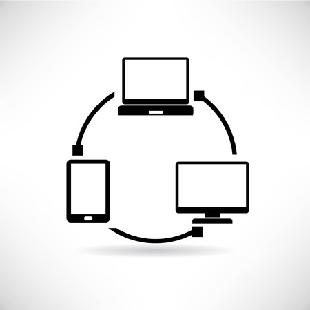 computer, smart device synchronizeのイラスト素材